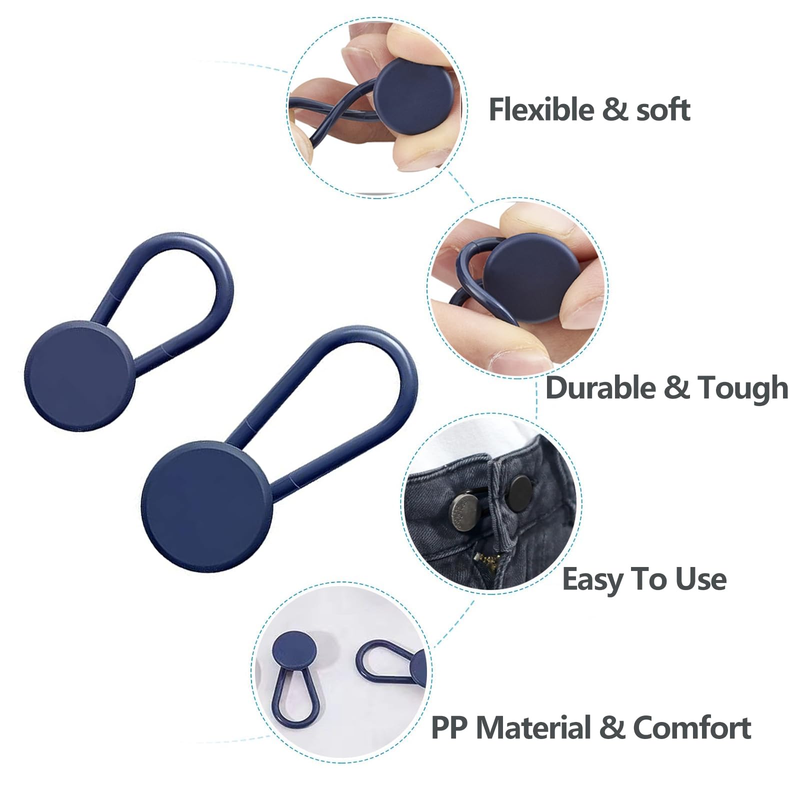 12PCS Button Extenders for Jeans, KAJUDA Pants Button Extender - Instant Waistband Extension - Adjustable Waist Extenders for Men and Women, No-Sew Solution, Assorted Colors