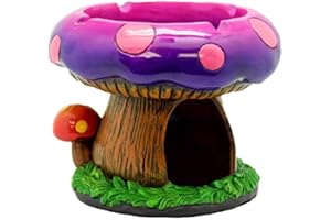 YIANI Cute Mushroom House Ashtrays with Storage - Cool Ashtrays for Weed Smokers and Bong Users with Smoking Accessories Collection(Mushroom Ashtray)