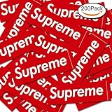 200pcs Red Supreme Stickers Waterproof Oil Proof Skateboard Stickers for Phone, Bikes, Car, Laptop or Luggage 3.6x1.2inch