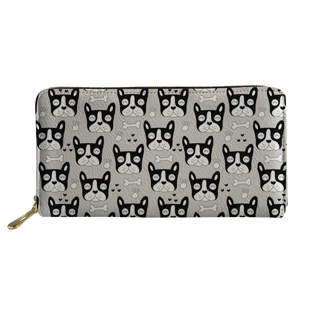 Coloranimal Funny French Bulldog Wallet for Women Ladies Leather Long Wallet Slim Credit Cards Holder Clutch Bag Business Workout Handbag Purse
