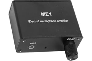 Electret Microphone Amp, Adjustable Gain 0-20db, Condenser Mic Headphone Sound Preamplifier ME1, 3.5mm Input, With Built in B