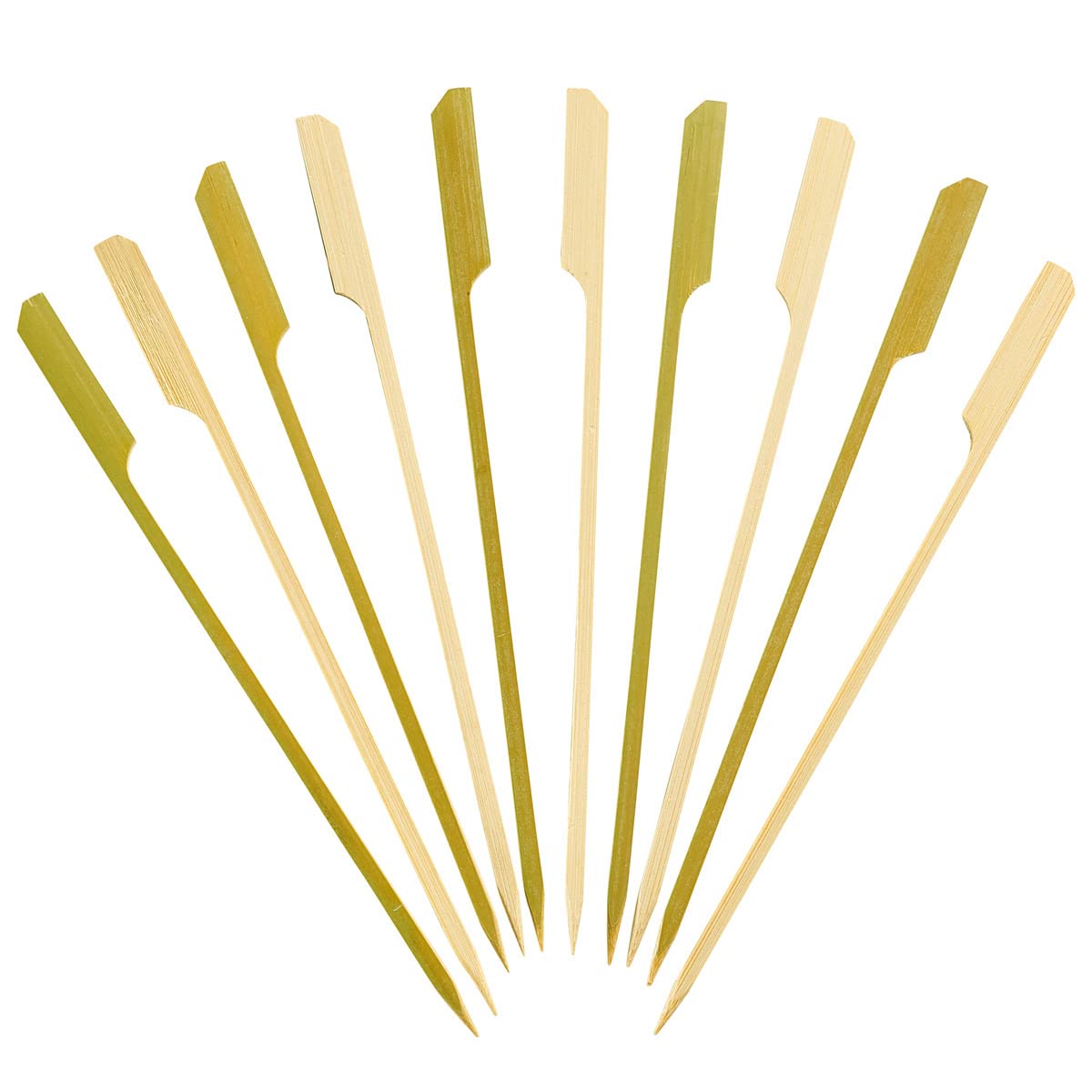 [100 Count] 7 Inch - 18cm Bamboo Wooden Paddle Picks Skewers for Cocktails, Grilling, Appetizers, Fruits, and Sandwiches