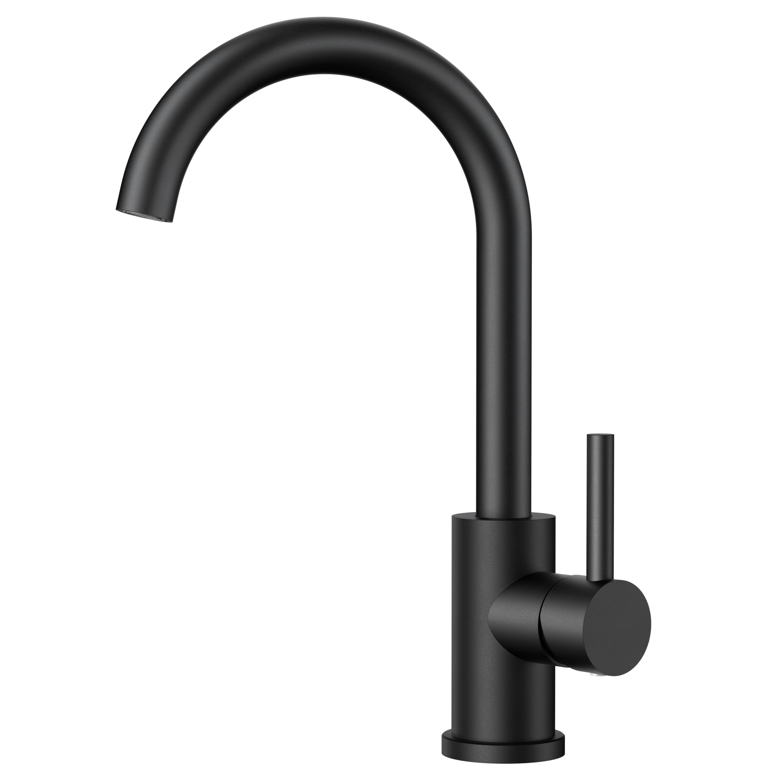 FORIOUS Kitchen Tap Black, Kitchen Sink Taps Mixer, 360 Swive Stainless Steel Monobloc 1 Hole with Single Lever