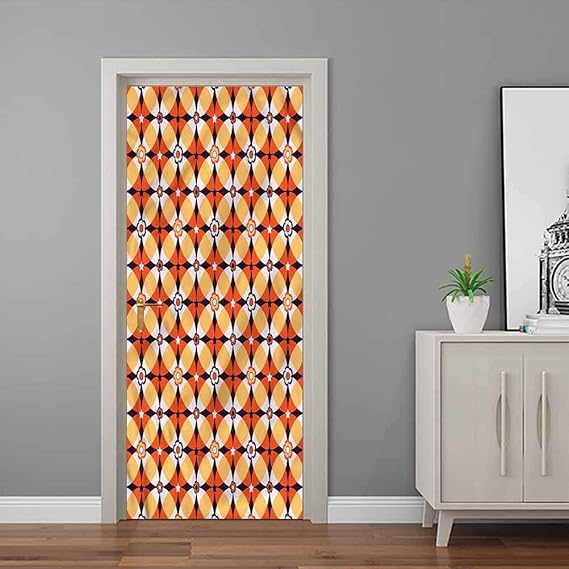 Geometric Door Mural Interlaced Circles Motif DIY 3D Door