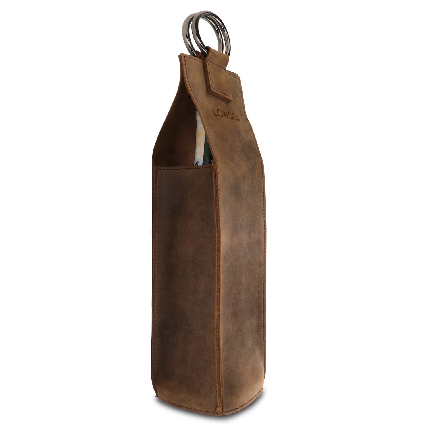 LONDO Genuine Leather Wine Bottle Carrier - Protects & Carries Bottles - Stylish Design - Fits Most Bottles