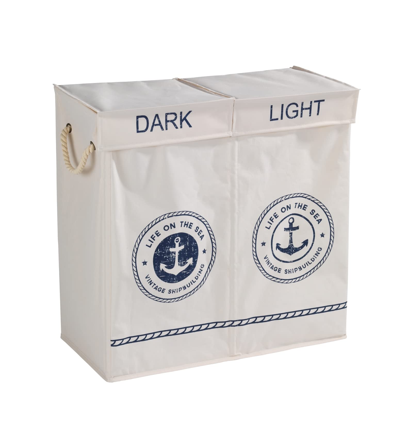 WENKO Laundry bin Duo Sylt in beige, Polyester, 30 x 60 x 60 cm