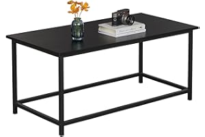 SAYGOER Black Coffee Table Simple Modern Rectangular Center Table Open Space Minimalist for Living Room Home Office Industrial Cocktail Tables, Easy Assembly, 39.37 x 19.69 x 17.72
