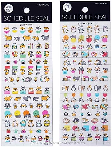 Mind Wave Japanese Dogs Clear Mini Schedule Planner Stickers Sheets/Shiba Pack of 2 [ 78865/79355 ]