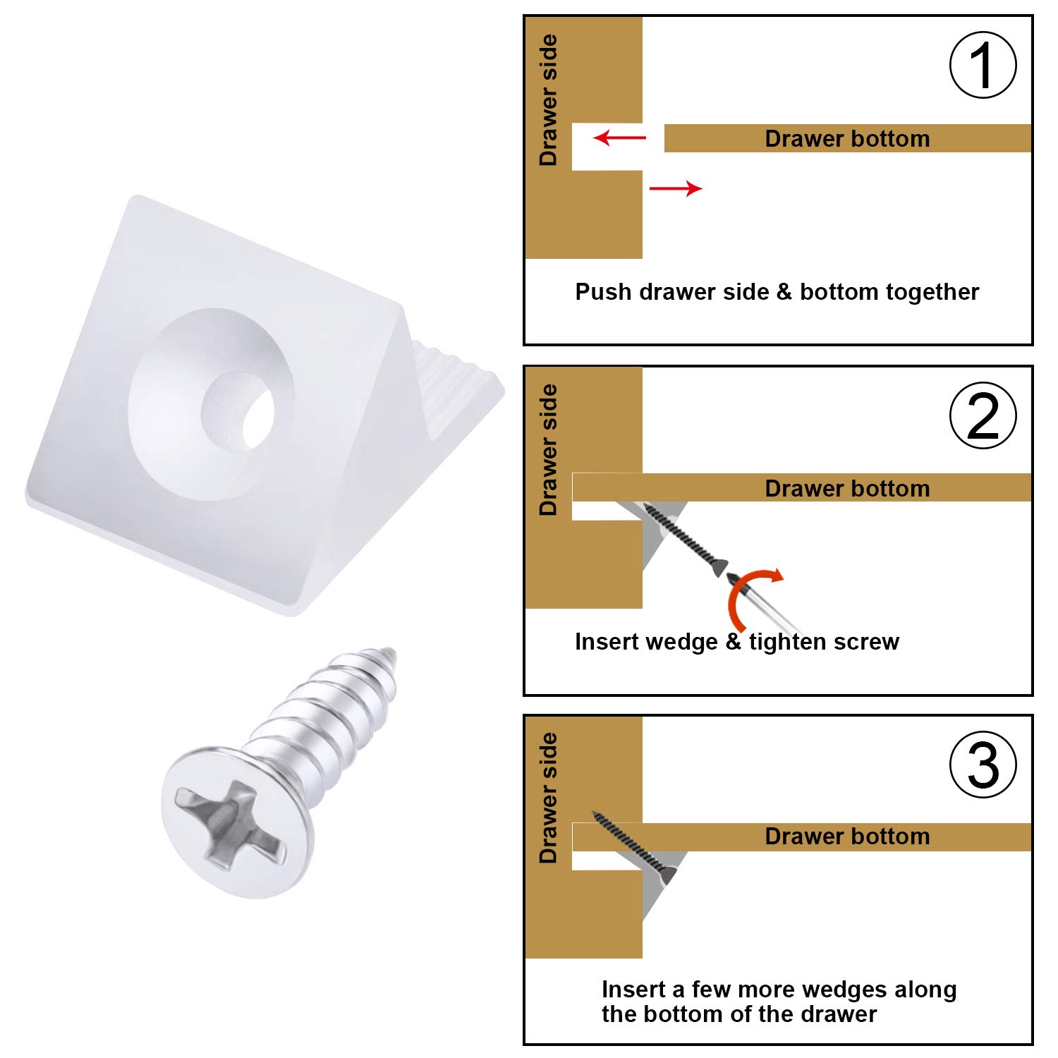 White 100 Pack Canomo Furniture Chest Drawer Bottom Repair Fixing
