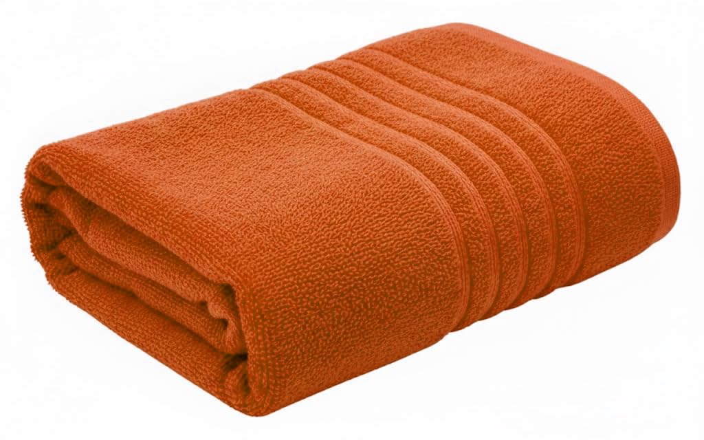 EDB Extra Large Super Jumbo Bath Sheet 100 x 150 cm, 600-GSM Ultra Soft XXL Bath Sheet 100% Egyptian Cotton Big Size Bathroom Shower Large Bath Towel (Orange, 1)