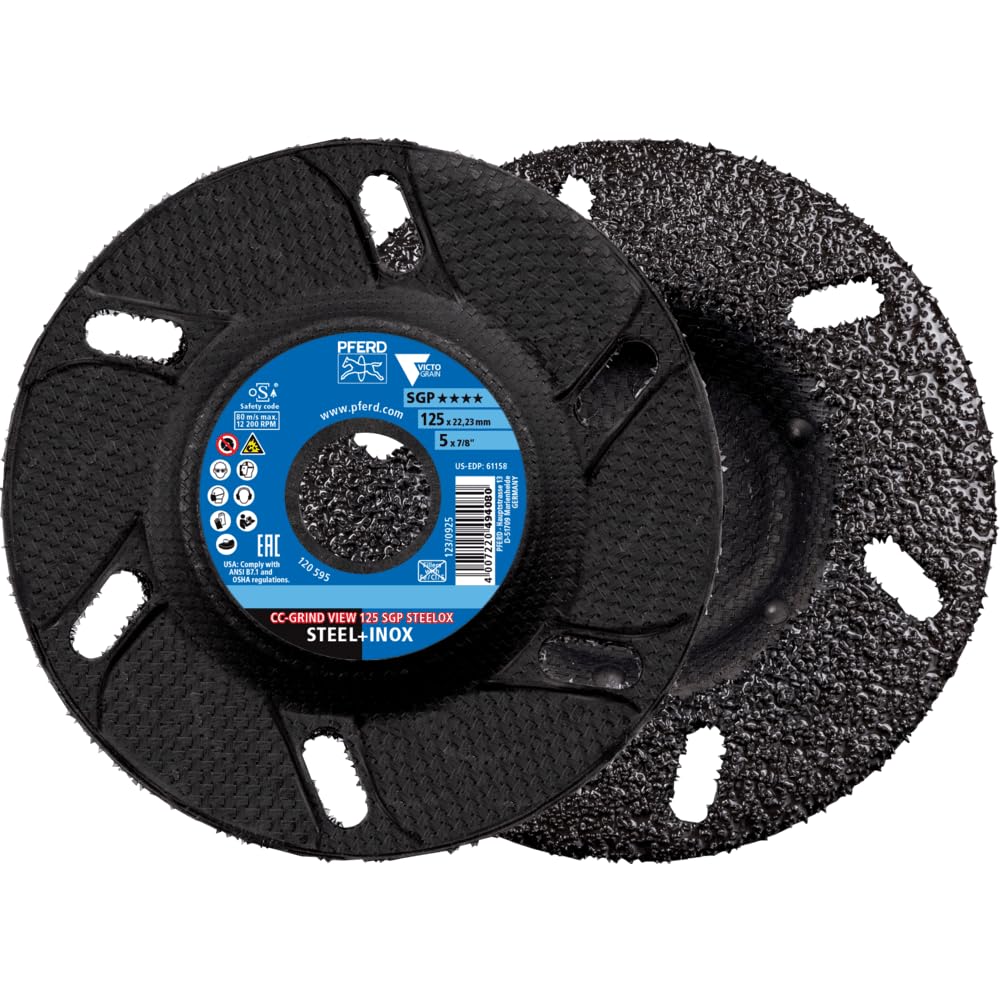 Photo 1 of Pferd CC-Grind® View, 5" x 7/8", SGP STEELOX VICTOGRAIN®, Ceramic - High-Performance Abrasive Disc for Aggressive Grinding (Pack of 10) - Part 61158