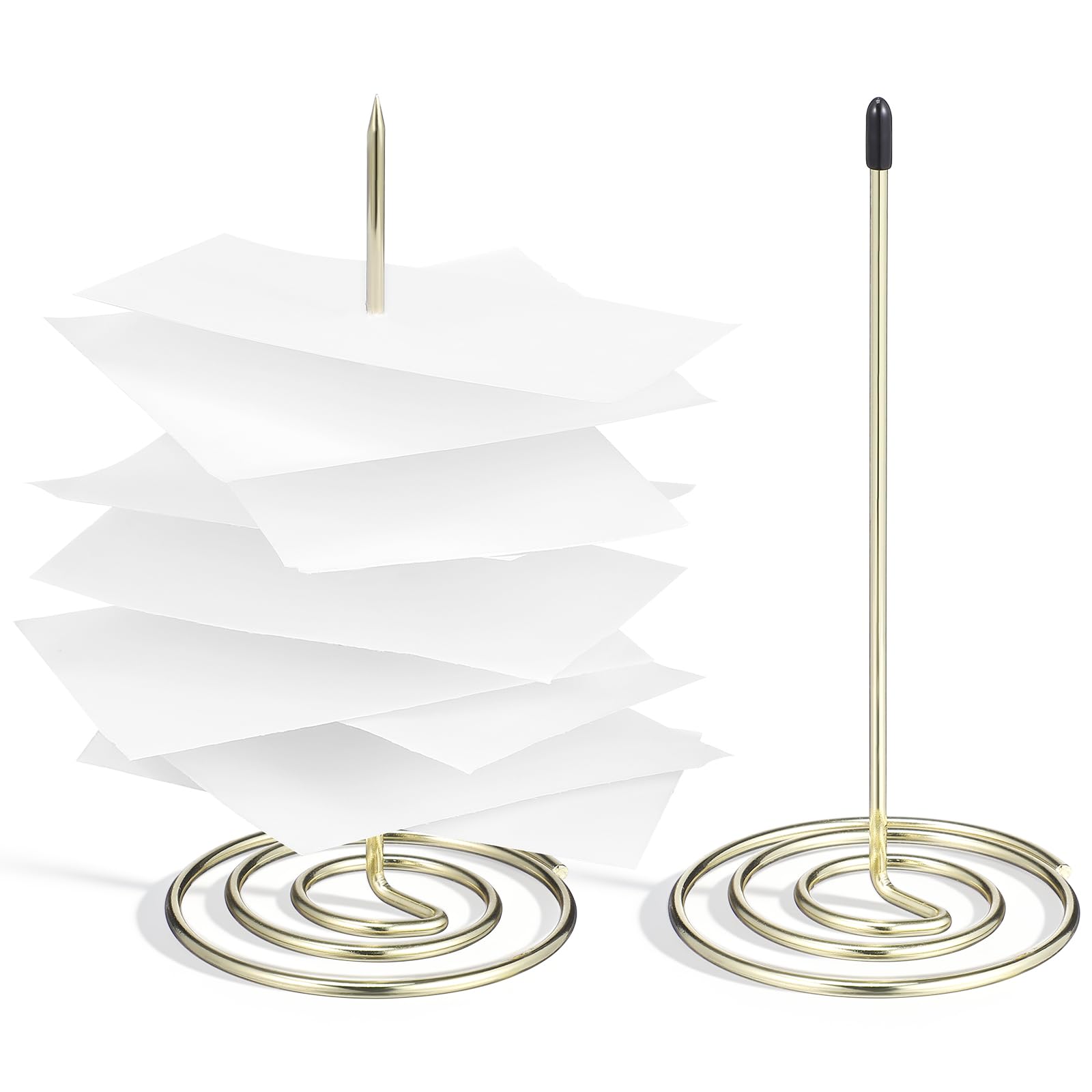 NUOBESTY Restaurant Check Spindle, Stainless Steel Invoice Note Receipt Holder Bill Fork Memo Paper Spike Stick,2 Pcs(Gold)