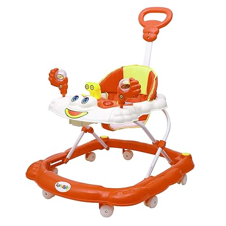 Love Baby Ultra Soft Seat Baby Activity Walker with Parental Control Handle, Adjustable Height and Musical Tray and Toys (6 Months to 3 Years) (Orange)