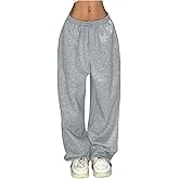 Verdusa Women's Wide Leg Baggy Sweatpants Casual Athletic Pants with Pockets Winter Clothes College Outfits
