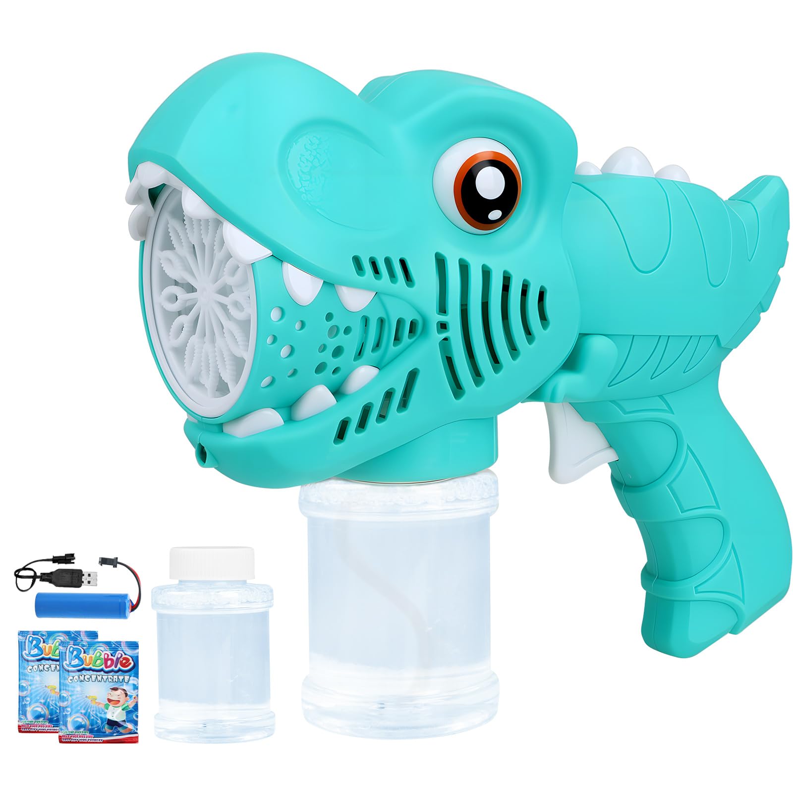 Aooess Toys for 3+ Year Old Boys: Automatic Bubble Machine Gun for Kids Gifts for Age 3 4 5 6 7 8 Year Old Children Bubble Blower Toys Birthday Party Presents Bubble Makers (Green Dinosaur)