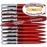 ezpencils - Personalized - Red Body - Silver Accents - Cyclone Pens - 12 pkg FREE PERZONALIZATION Promotional