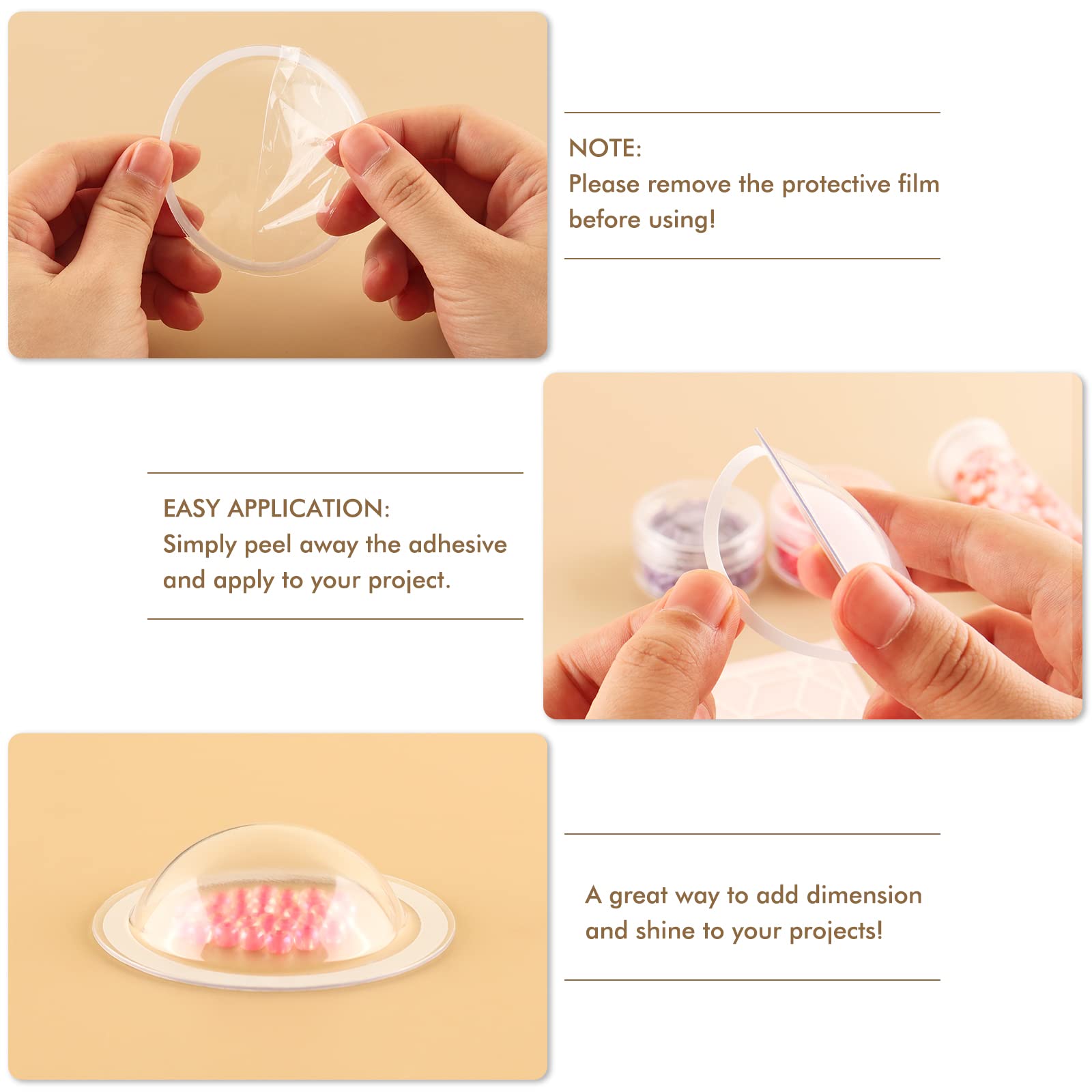 20 PACK Circle Shaker Domes for Card Making Peel-away Adhesive Circle Clear Plastic Dimensional Domes for Shaker Card Making Paper Crafting Shaker Window Blister Puffy Shaker Covers 1/4