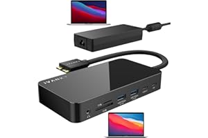 iVANKY FusionDock 1 MacBook Pro Docking Station with 150W Power Adapter, 12-in-2 Dual 4K@60Hz Monitor Dock for MacBook M1/M2/M3 Pro/Max Display Dock 2HDMI 2.0, 96W PD, 6 USB, Ethernet SD/TF Audio