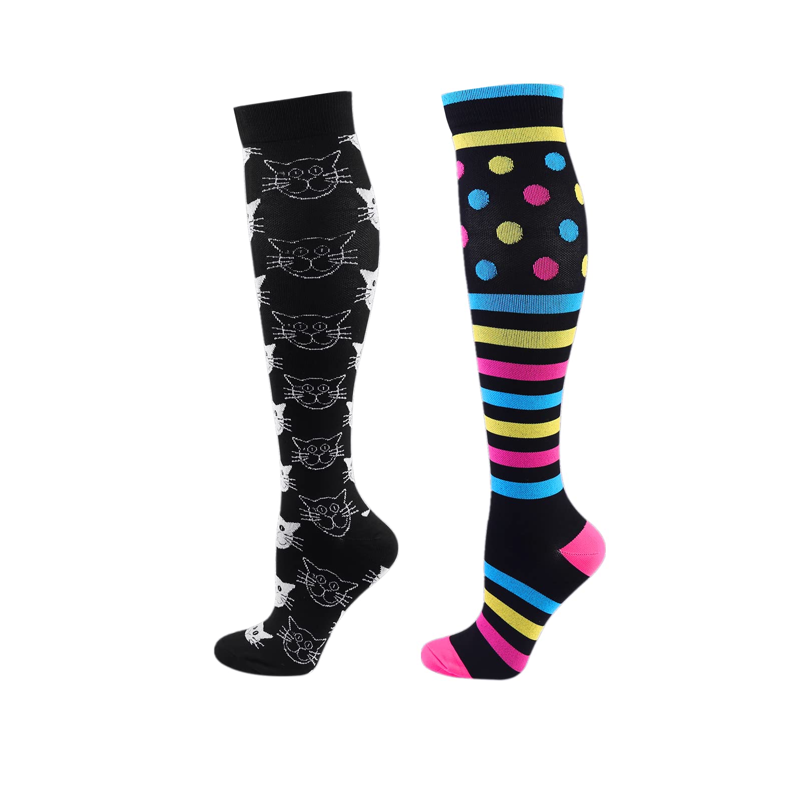 Cheeroyal 2-Pairs Compression Socks 20-30mmHg for Men Women Recovery Nurse Running Maternity Pregnancy Flight Travel Medical Sport