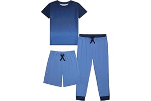 US Angels Boys Pajamas Set, 3-Piece Boys’ Sleepwear Pjs, Loose Fit, Soft, Breathable, Teens and Kids - Size 7-8, 10-12, 14-16