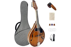 YoungMonic Mandolin Musical Instrument A Style E-Acoustic Mandolin Instrument Kit 8 String for Beginners Adults with Carrying Case Extra Strings Picks Cleaning Cloth