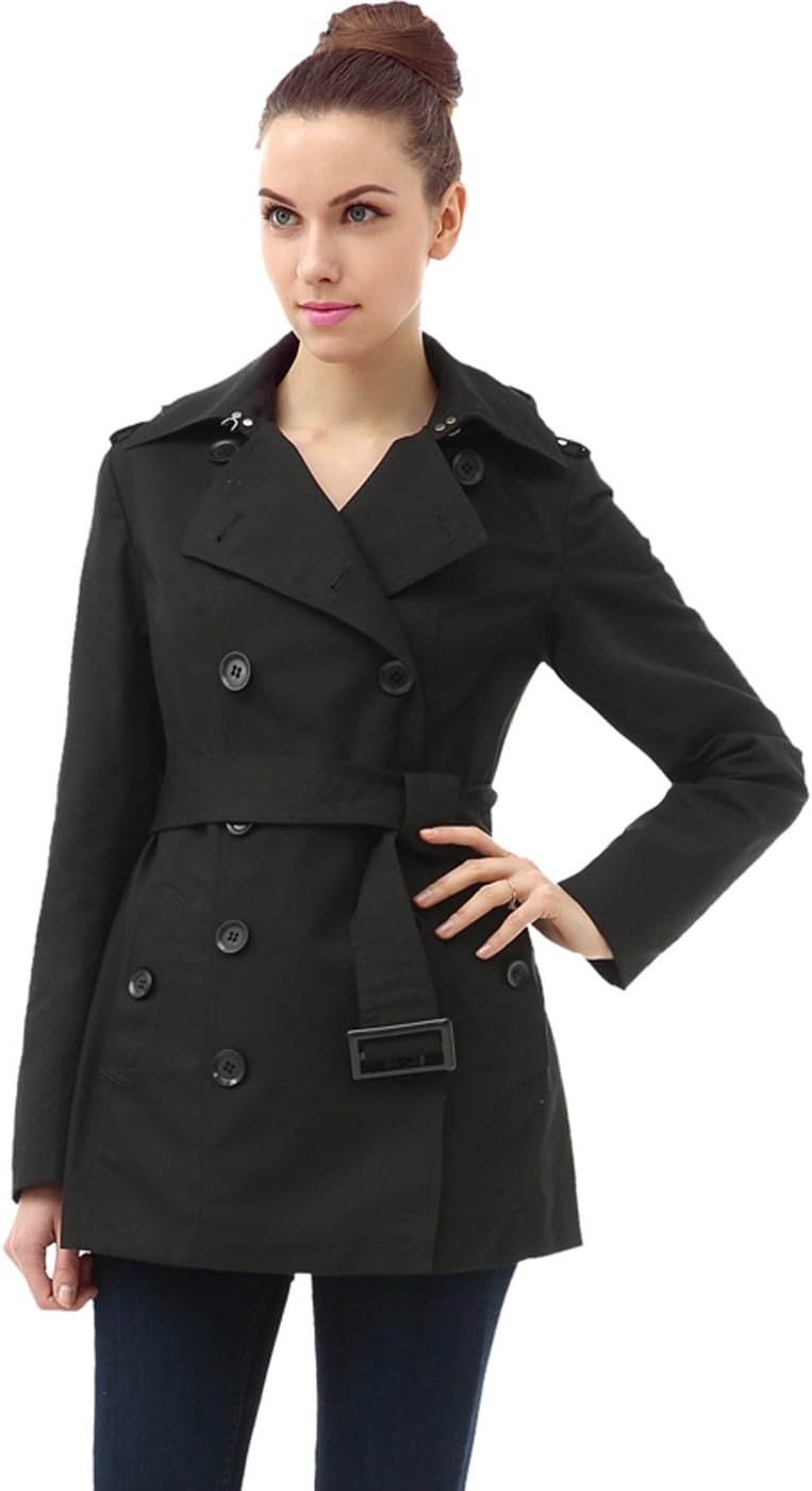 BGSD Women's Evelyn Waterproof Classic Hooded Short Trench Coat