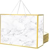 Cmecial 10 Marble Extra Large Gift Bags 16x6x12 Inch, White Gift Bags Large Size, White Paper Bags with Handles Bulk, Large Gift Bags for Presents, Wedding Gift Bags Bulk