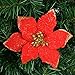 12Pcs 5 Inch Glitter Artificial Poinsettia Flowers with Ties for Wedding Christmas Festival Holiday Decor Xmas Wreath Garland Ornament Red