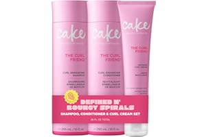 Cake Beauty Curl Defining Shampoo, Conditioner & Cream Set - Curl Enhancing, Moisturizing, Frizz Control - For Curly Hair - W