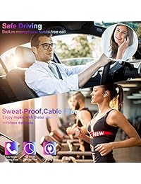 Auriculares inalámbricos Bluetooth, Mini Auriculares impermeables Auriculares de llamadas manos libres Auriculares de conducción deportiva Tiempo de juego de 5 horas con micrófono y caja de carga para teléfonos inteligentes y otros dispositivos inteligent