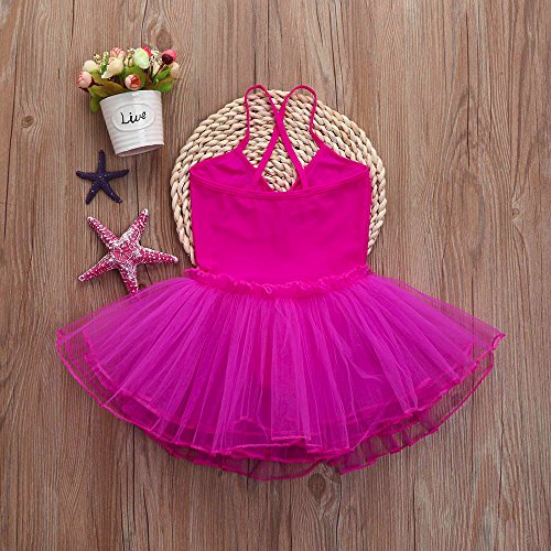 2-6 Years Toddler Girl's Ballet Dress Cute Tutu Dance Dress Gymnastics Strap Sweetheart Leotard Clothes Outfits (Hot Pink, 6T(6 Years))