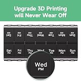 ColorWing 7 Day Extra Large Pill Organizer AM PM 14 Compartments Black view 4