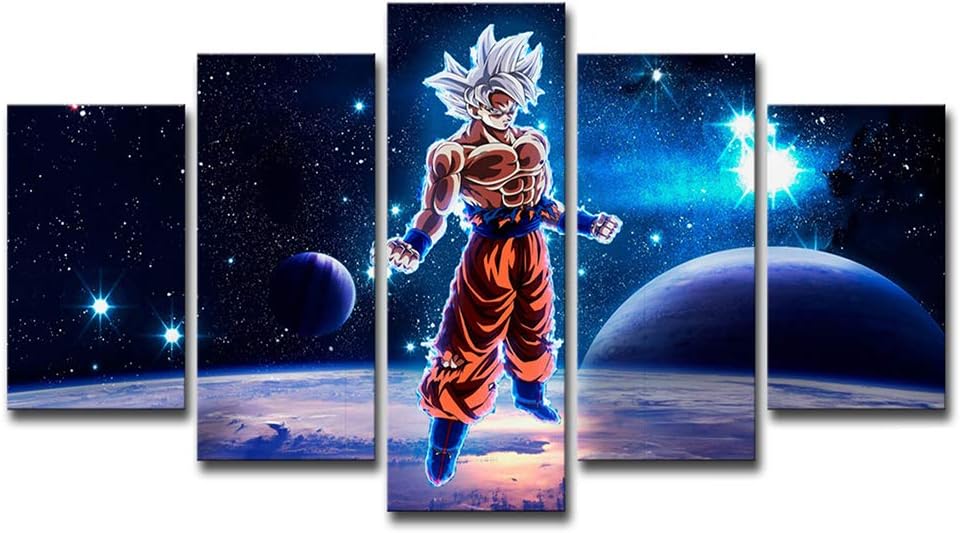 CNKSKXK Canvas Prints 5 Pieces Canvas Dragon Ball Z Goku Five Prints Wall Art Print Photo Image Canvas Prints Living Room Bedroom Home Decor,canvasandframe,L