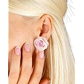 Pale pink rose flower earrings, floral stud small romantic jewelry