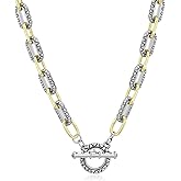 Mytys Two-Tone Cable Chain Necklace - Designer Inspired Twisted Rope Oval Link Statement Necklace, Gold Silver Plated Fashion Necklace for Women