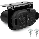 Zhushan 7-Way Blade &amp; 4-Pin Flat Trailer Plug Kit with Bracket, Compatible with Ford F-150 F-250, Ram, Chevy, GMC, Truck SUV RV Tow Wiring Harness (2009&ndash;2023)