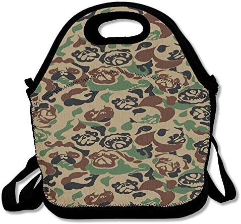 Cute Hide Pug Camouflage Lunch Tote Bag Picnic Lunchbox Insulated Reusable Container Organizer Form Adults, Kids