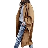 Bnycuml Women's Winter Wool Coat Notch Lapel Single Breasted Casual Mid Long Pea Trench Coat