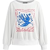 CIDER Womens Long Sleeve Sweatshirt Pullover Graphic Print Top Casual Loose Fit