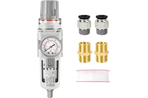 HOFUJNG HOFUJING Air Filter,Air Dryer Or Air Pressure Regulator,5 Micron Particulate Filter,3/8" NPT Air Dryer System,0.5＆0.01 Micron Coalescing Filters,0-150 psi Gauge, Semi-Auto Drain (AW3000-03)