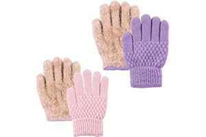 Pesaat Kids Winter Gloves Fleece Warm Toddler Boy Knitted Glove Children Girl Ski Gloves 3-12 Years