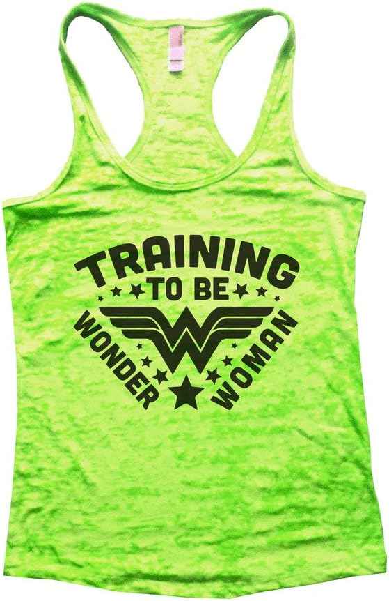 Funny Threadz Womens Motivational Training to be Wonder Woman Funny Burnout Tank Top