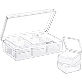 Blulu 12 Pieces Plastic Clear Storage Box Organizer with snap-tight closure latch Mini small Storage Containers Cases with Hinged Lid Hobby Modular Craft Supply Satchel (1.5 x 1.5 x 0.7 Inch)