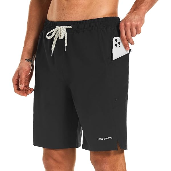 Mens Swim Trunks With Compression Liner 9 Inch Quick Dry Slim Fit Bathing Suit Shorts With Zipper Pockets B Grey Stripes 34
