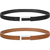 SUOSDEY Women Skinny Leather Belts for Dress Jeans Belt for Women with Gold Buckle，Width 0.9"
