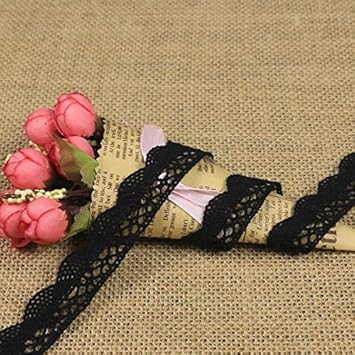 10 Meter Vintage Spitzenband Spitzenborte Häkel-Borte Spitze Nähen Spitzenbordüre Geschenkbox Deko (Schwarz)