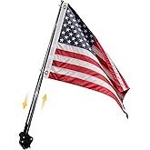 Bradford American Boat Flag Pole Kits Small American Flag with Retractable Flagpole, Strong Stainless Steel Pole Accessories for Boats, Yachts, Ships, Bikes, RVs