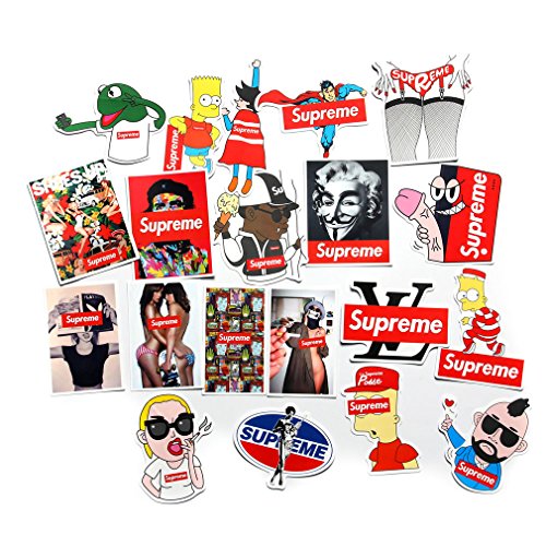 Supreme Stickers Pack FNGEEN Laptop Stickers Bomb Motorcycle Bicycle Luggage Decal Graffiti Patches Skateboard Stickers for Laptop Travel Case Skateboard Guitar Car Bike Bumper decals (Series 50A)