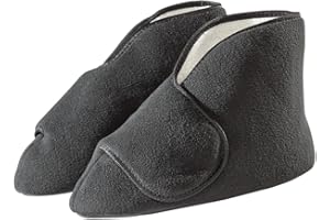 SILVERT'S ADAPTIVE CLOTHING & FOOTWEAR Silvert's Men’s & Women’s Extra Wide - Soft Fleece Diabetic Bootie Slippers for Seniors