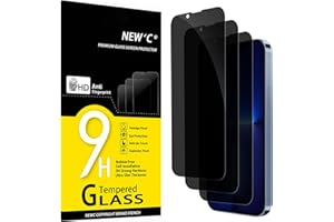 NEW'C 3 Pack Privacy Screen Protector for iPhone 13 Pro Max, iPhone 14 Plus (6.7"), Balanced 35-Degree Privacy Angle with Eye Protection, Ultra Durable 9H Hardness, Bubble-Free